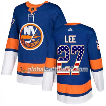 New York Islanders Hockeydrakt Anders Lee 27 2017-2018 USA Flag Fashion Blå Adidas Authentic - Herre
